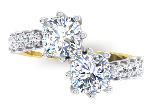 White Gold Double Cushion Cut Diamond Ring 3.30 Carats 14K