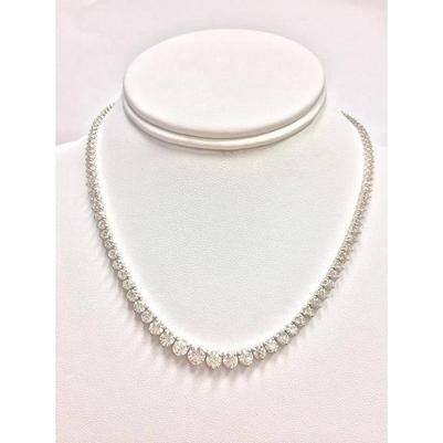 White Gold F Vvs1 Round 12.00 Carats Natural Diamonds Lady Necklace