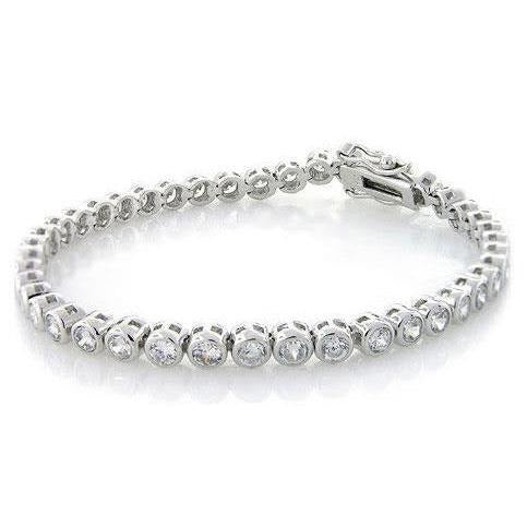 White Gold Fine Jewelry 12 Ct Round Cut Real Diamond Tennis Bracelet - Tennis Bracelet-harrychadent.ca