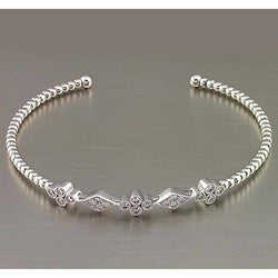 White Gold Genuine Diamond Bangle Bezel Set 1.50 Carats Women Jewelry