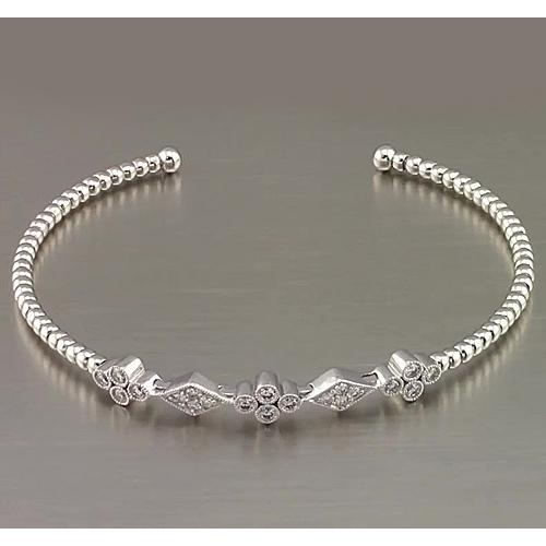 White Gold Genuine Diamond Bangle Bezel Set 1.50 Carats Women Jewelry