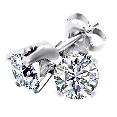 White Gold Genuine Diamond Stud Earring 4 Carats