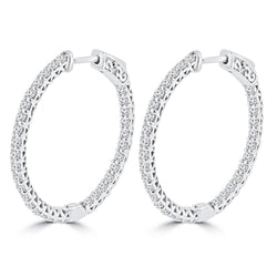 White Gold Gorgeous Round Cut 2.50 Ct Real Diamonds Ladies Hoop Earrings