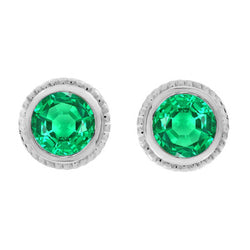 Fine Fine Emerald Gemstone Earring 2 ct – 14K White Gold |