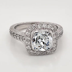 14K White Gold Halo Engagement Ring with Diamond – 4.50 ct