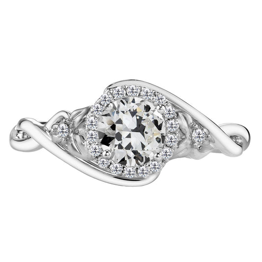 Brilliant Diamond Antique Cushion Engagement Ring in 14K White Gold – main view