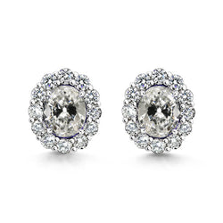 Antique Cushion Brilliant Diamond Earrings 1 ct – 14K White Gold
