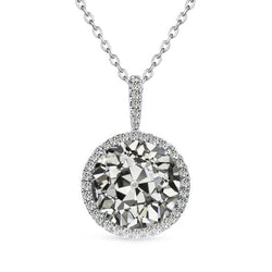 Old Mine Cut Diamond Drop Pendant 3.50 ct – 14K White Gold