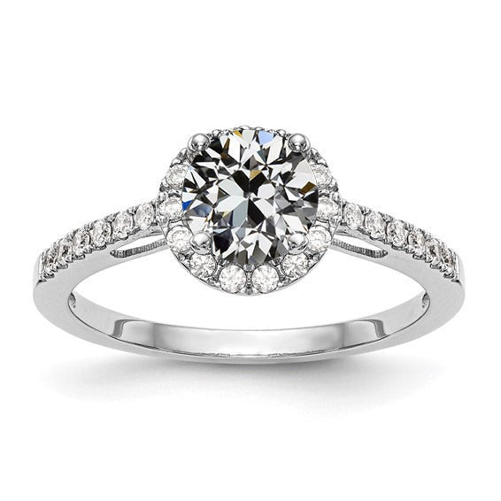 White Gold Halo Wedding Ring Round Real Old Miner Diamond 3 Carats - Halo Ring-harrychadent.ca