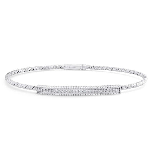 White Gold Ladies Bangle 2 Carats Genuine Small Round Diamonds