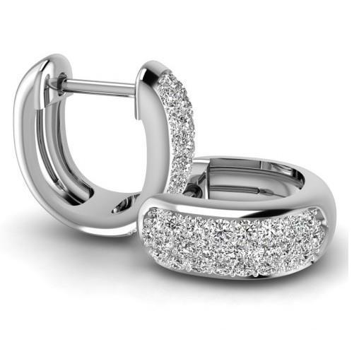 White Gold  Lady Hoop Earrings 3.10 Carats Sparkling Round Genuine Diamonds