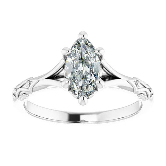Authentic Brilliant Diamond Solitaire Engagement Ring 1 ct 14 Karat White Gold – main view