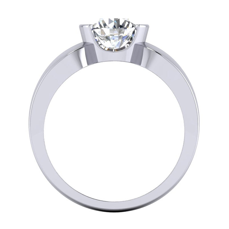 White Gold Men's Solitaire Ring Round Half Bezel Genuine 1.75 Carats