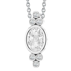 White Gold Natural Diamond Pendant Slide Bezel Set Oval Old Cut 4.50 Carats