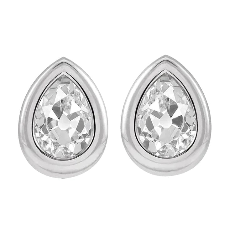 White Gold Natural Diamond Stud Earrings Bezel Set Pear Old Miners 5 Carats
