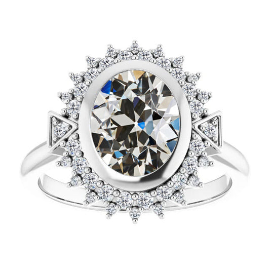 Diamond Halo Engagement Ring 4.50-ct 14K White Gold – main view