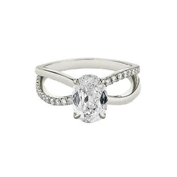 White Gold Oval Engagement Ring Real Old Cut Natural Earth Mined Diamonds 3.65 Carats