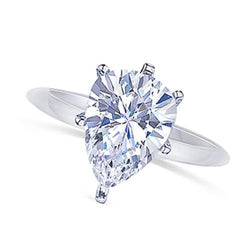 White Gold Pear Real Diamond Ring