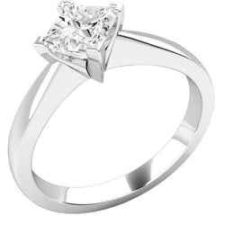 White Gold Princess Cut Solitaire 2 Carat Real Natural Earth Mined Diamond Engagement Ring