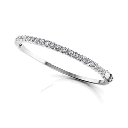 White Gold Real Natural Earth Mined Diamond Bangle Bracelet Women's