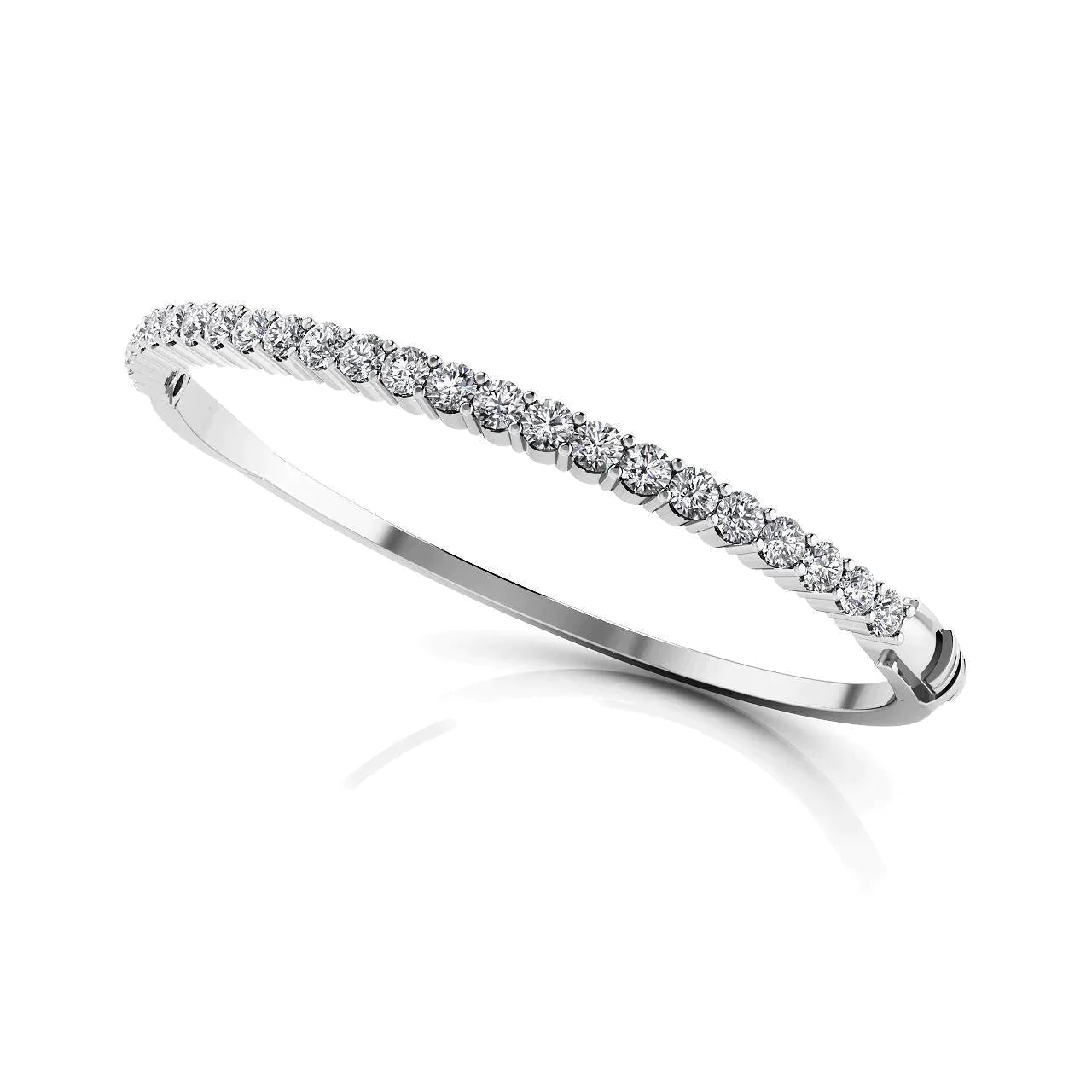 White Gold Real Diamond Bangle Bracelet Women's