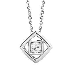 White Gold Real Natural Earth Mined Diamond Pendant Round Old Cut Prong Set 1 Carat