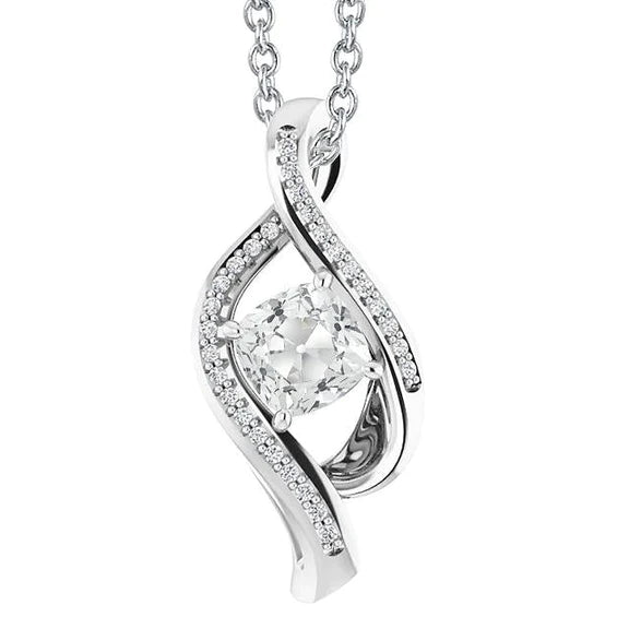 White Gold Real Diamond Pendant Round & Cushion Cut Old Miner 3.50 Carats