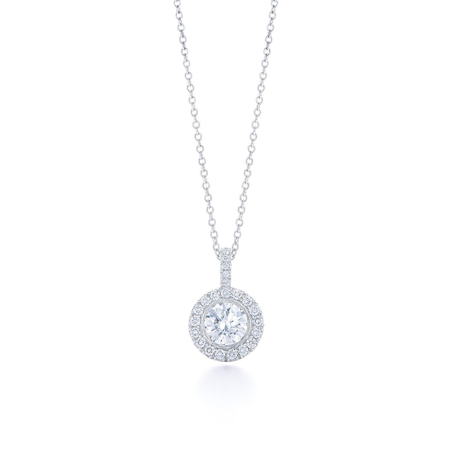 White Gold Real Diamonds Pendant Necklace Chain 1.80 Carats Prong Set