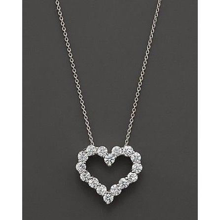 White Gold Real Round Diamond Necklace Pendant Women Jewelry New 4 Ct.