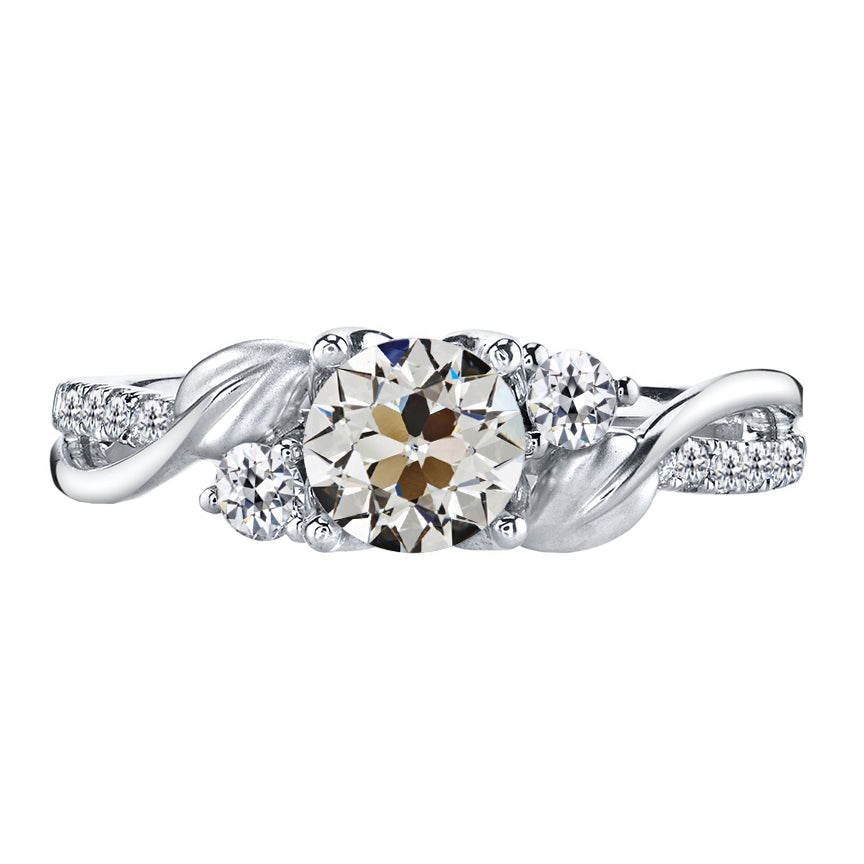 Solitaire Ring with Accents 14K White Gold with Diamond – main view