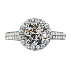 Old Mine Cut Diamond Halo Ring in 14K White Gold – 1.50 ct