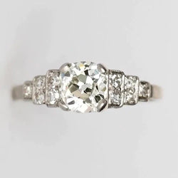 White Gold Round Old Mine Cut Real Natural Earth Mined Diamond Ring 2.25 Carats Women’s Jewelry