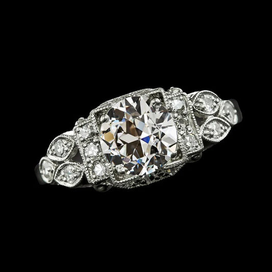 White Gold Round Old Miner Natural Diamond Ring Jewelry Milgrain 14K 3 Carats