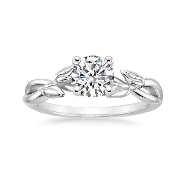 White Gold Round Solitaire Real Diamond 1.60 Carats Engagement Ring New