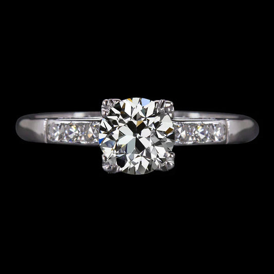 White Gold Rustic Real Diamond Engagement Ring