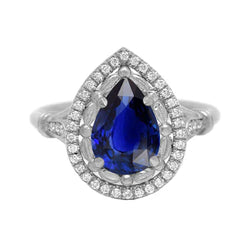 14 Karat White Gold Gemstone Ring with Royal Blue Sapphire