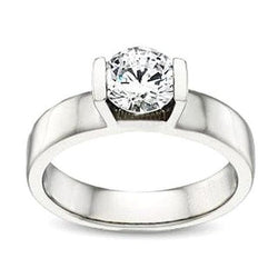 White Gold Solitaire 3 Carats Real Diamond Engagement Ring