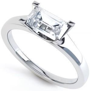 White Gold Solitaire Emerald Cut 1.50 Carat Real Diamond Engagement Ring