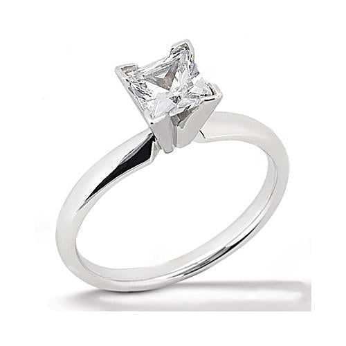 White Gold Solitaire Princess Cut Genuine Diamond Ring 2.51 Ct.