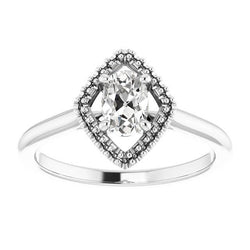 White Gold Solitaire Ring Real Oval Old Mine Cut Diamond 2.25 Carats