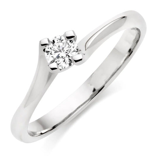 White Gold Solitaire Round 1.10 Carat Real Diamond Engagement Ring