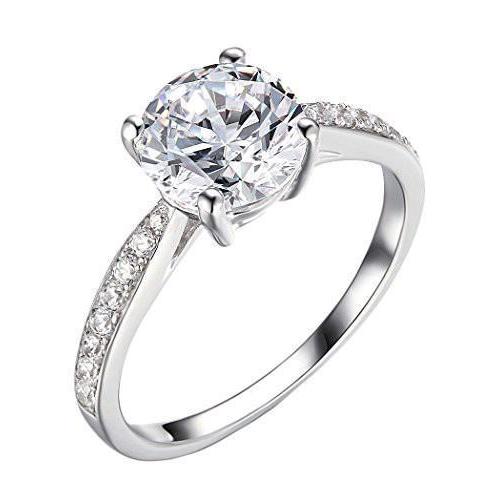 White Gold Solitaire With Accents 2.45 Carats Natural Diamonds Ring
