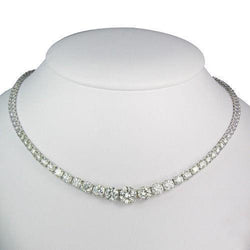 White Gold Sparkling Brilliant Cut 14.00 Ct Real Diamonds Necklace