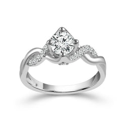 White Gold Sparkling Engagement 2.10 Carats Real Natural Earth Mined Diamond Ring With Accents