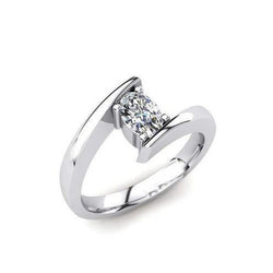 White Gold Sparkling Real Oval Cut Solitaire Diamond Wedding Ring