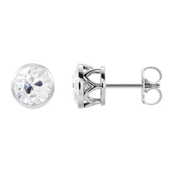 14K White Gold Bezel-Set Diamond Earrings 4 ct
