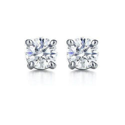 White Gold Stud Real Natural Earth Mined Diamond Earrings 2 Carats