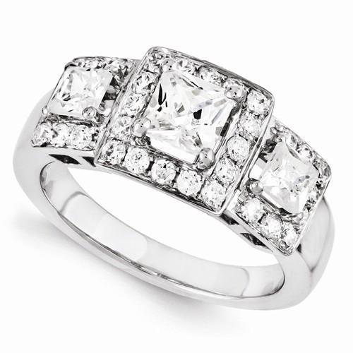 White Gold Three Stone Style Genuine Diamond Engagement Fancy Ring 3.50 Carats