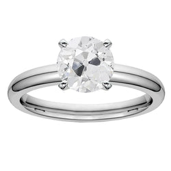 White Gold Women's Solitaire Old Cut Natural Earth Mined Diamond Ring 2.50 Carats