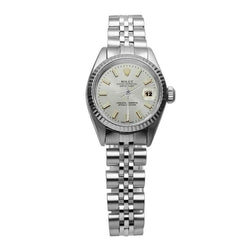 White Luminous Dial Rolex Date Just Ss Watch Fluted Bezel Datejust